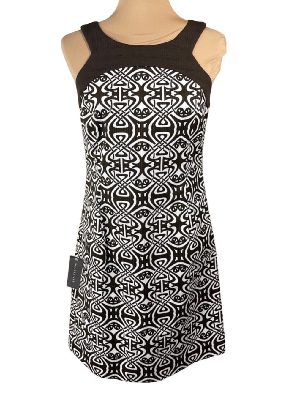 New Ann Taylor Shift Dress Size 4P Petite Brown White Quilted Sleeveless